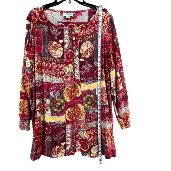Vintage Christina Fairbanks Shirt Jacket Women XL Red Multi Abstract Boho Retro - Picture 5 of 9